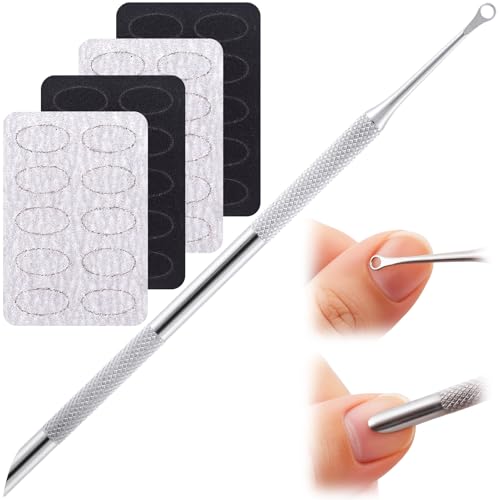 SmallCat 1 Pcs Cuticle Pusher Tool with 100#/240# Grit Nail Files