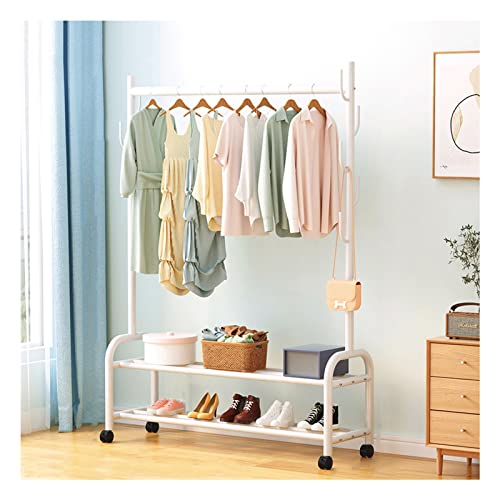 Portant à vêtements robuste en métal blanc 100 cm avec étagère basse - 2