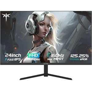 KTC 24 Inch Gaming Monitor FHD 1080P Fast IPS 165Hz, 125% sRGB 1ms HDR Zero-Frame Computer Monitor, HDMI 2.0×2, DisplayPort 1.4×2, FreeSync & G-Sync, Tilt, VESA Compatible, Eye Care, H24T09P