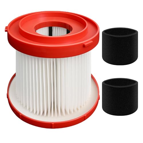 1 Pack 49-90-1900 Wet Dry Vacuum HEPA Filter Replacement Compatible with Milwaukee Vacuum Cordless M18 Fuel Filter 0780-20 0880-20 with 2 Foam Sleeve Filters