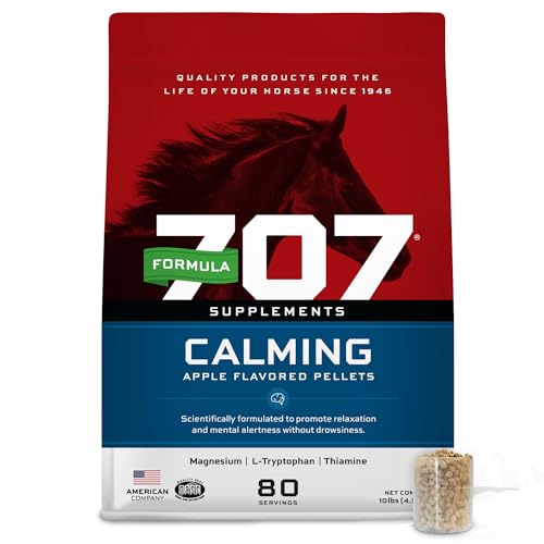 Formula 707 Calming Equine Supplement 10 lb Bag 80 Servings Anxiety Relief and Enhanced Focus for Horses L-Tryptophan Thiamine & Magnesium