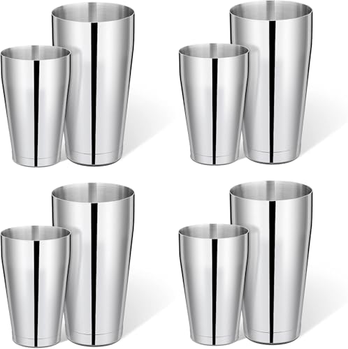 8 Pcs Cocktail Shaker Boston Shaker Set Professional Bartender Kit Bar Shaker Stainless Steel Drink Shaker Bartending Martini Shaker Tin with 18oz & 28oz Mixed Alcohol Shaker Tool for Beginner(Silver) by KesaPlan - Used condition - CA$27.57