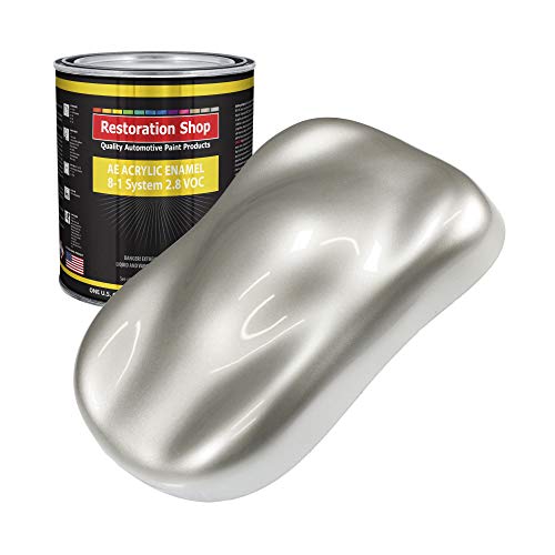 Restoration Shop - Sterling Silver Metallic Acrylic Enamel Auto Paint - Gallon Paint Color Only - Professional Single Stage High Gloss Automotive, Car, Truck, Equipment Coating, 2.8 VOC