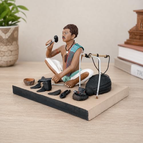 Image of Krishnanagar Handmade Clay Gift & Decor | Standard- Sitting Human Figure Miniature Idol - Blacksmith
