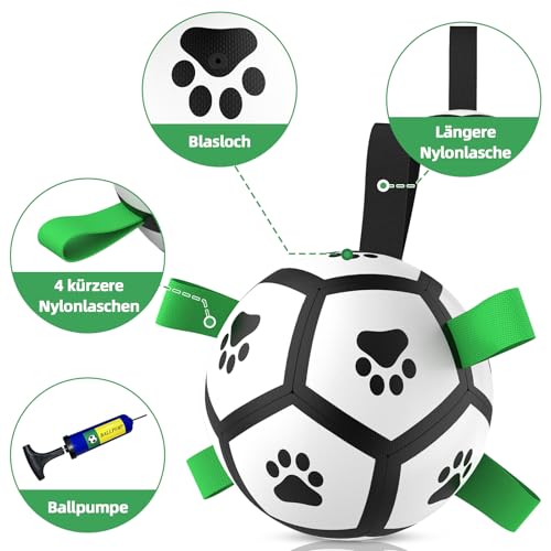 HETOO Hundeball Hundespielzeug Ball mit Griff für Hund Interaktives Schleppen von Krieg Wasser Hundebälle Spielzeug Geburtstagsgeschenk für Kleine/Mittel Hunde (5 Zoll)