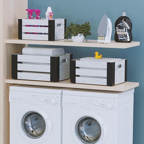 Set-of-3-Wooden-Crates-Rustic-Home-Decor-Wooden-Nesting-Crates-Storage-Boxes-White Set of 3 Wooden Crates Rustic Home Decor Wooden Nesting Crates Storage Boxes White