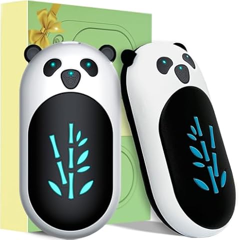 Hand Warmers Rechargeable 2 Pack,6000mAh Cute Panda Shaped Electric Hand Warmer,20Hrs Long Heating Reusable Hand Warmer,Portable Pocket USB Heater for Christmas,Outdoor,Hunting(Black/White) Cover