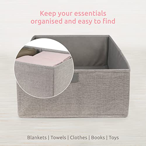 Compactor - Aufbewahrungsbox aus Oxford-Stoff Grau Größe L 56x36x16,5 cm - Faltbare Box mit Griff für Kleidung, Bettwäsche und Accessoires - Ordnungssystem für Schrank und Ankleidezimmer