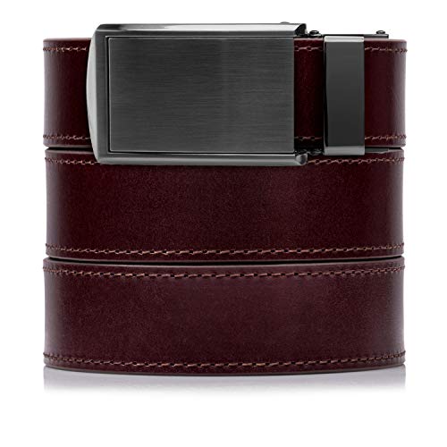 SlideBelts Full Grain Leather Belt (Cordovan with Gunmetal Buckle Up to 44)