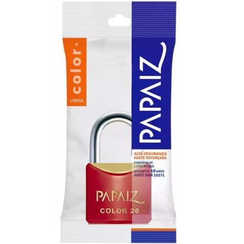 Cadeado Pequeno 20mm Haste Curta Latão Maciço Vermelho Com Chave