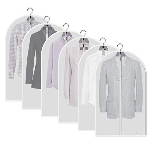 JIESMART Leichte, transparente Kleidersäcke, lang, Mottenschutz zum Aufhängen, Kleidersack mit stabilem Reißverschluss, durchsichtiger Anzugbeutel für Schrankaufbewahrung (24 x 47-6 Stück) Cover