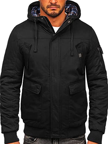 BOLF Herren Winterjacke Gefüttert mit Kapuze Kapuzenjacke Wärm Winter...