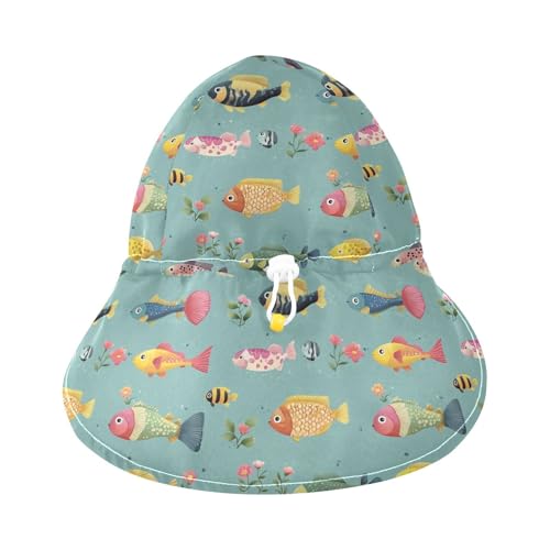 KLL Toddler Baby Sunhat Baby Boys' Beach Play Hats Toddler Girl UPF 50 Large Brim Travel Essentials Cartoon Sweet Fish Neutral3