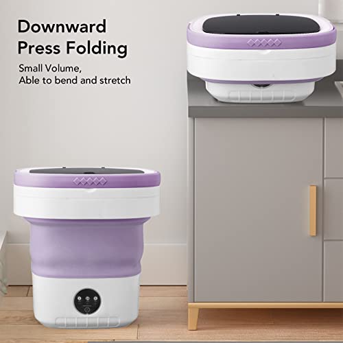 YUYTE Tragbare Waschmaschine, 7,5 L, Faltbare Mini-Waschmaschine und Wäscheschleuder, Kleine Faltbare Eimerwaschmaschine für Camping, Wohnmobil, Wohnheim, Reisen, Reisewäsche (Lila)