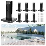 LukLoy 8 Pack T304 Stainless Steel Glass Railing Spigot Heavy-Duty Matte Black Clamp Post Glass Railing System, No-Drill Design for Pool, Deck, Stair, Balustrade, Balcony (Black Net Weight 960g)