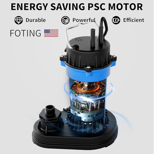 Image of FOTING 3 /4HP Submersible Sump Pump,4500 GPH Cast Iron Sewage /Effluent Pump,Automatic Tethered Float Switch,Septic Pump for Basement,Septic Tank,Basin,Sewage Well,1-1 /2 inch NPT Discharge, Blue