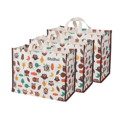 Image of SHIBUI Big Heavy Duty Large Eco Waterproof Cotton Canvas Cloth Grocery Shopping Bag for Men Ladies Vegetable Milk Fruits with Hand Carry Handle Lunch Box Jhola Tote Bags (3, Multi-Color)