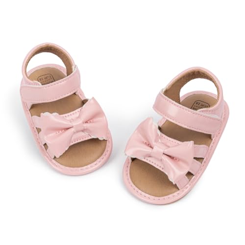 Image of Meckior Baby Toddler Infant Girls PU Leather Soft Open Toe Summer Sandals Flower Princess Flat Shoes