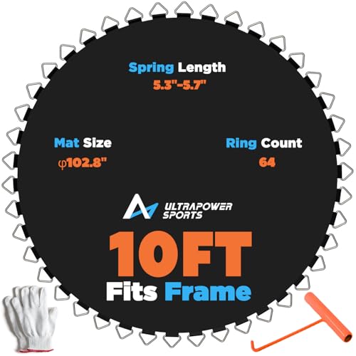 ULTRAPOWER SPORTS Trampoline Mat Replacement 10FT Trampoline Replacement Mat 10 FT 64 Rings Jumping for 64 Springs Round 5.3