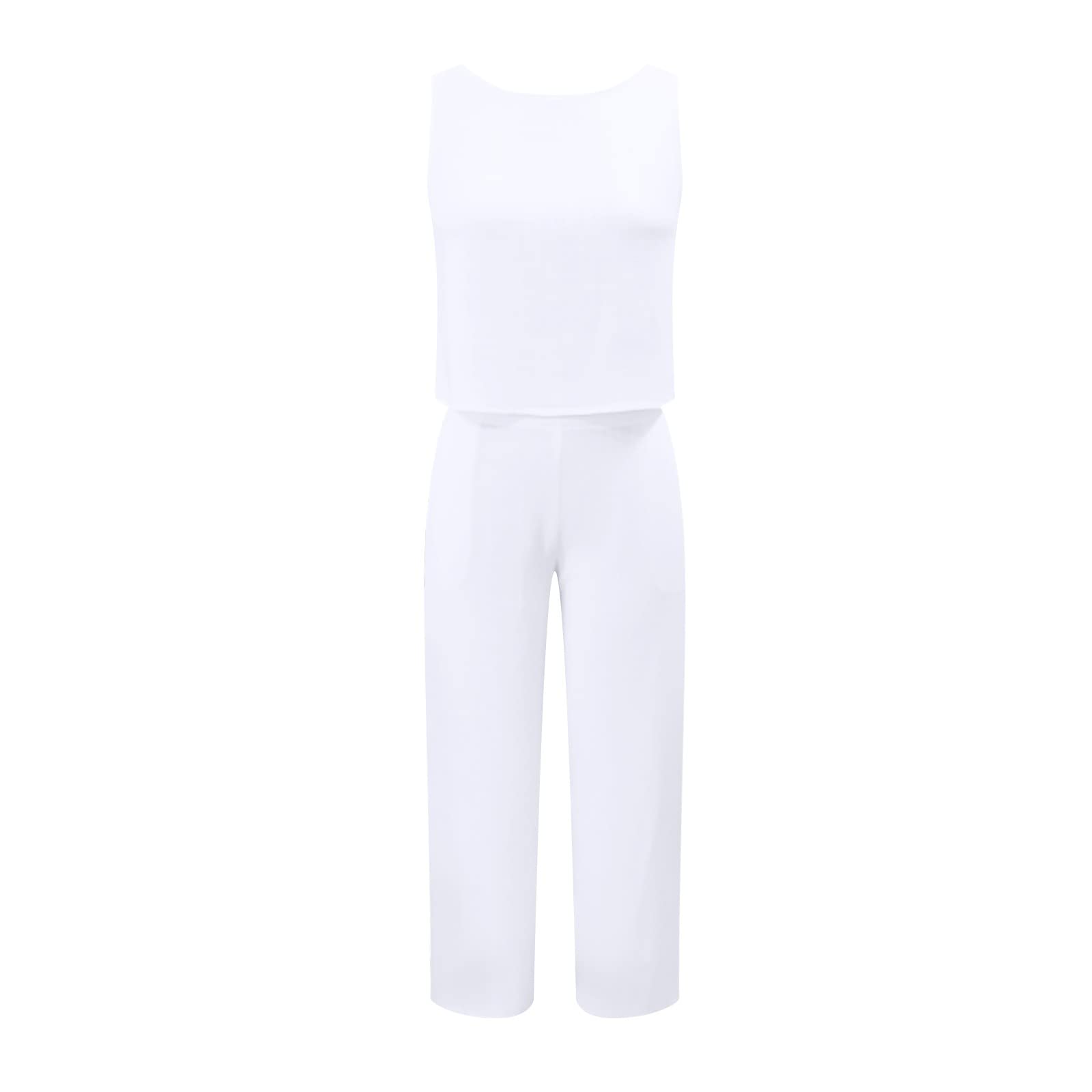 Tuta sportiva in lino, da donna, set corto, in lino, da donna, in due pezzi, per jogging, baggy Y2K, senza maniche, girocollo, gamba larga, pantaloni lunghi, streetwear, tinta unita, in due pezzi,