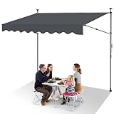 Eikuavons Klemmmarkise Balkon ohne Bohren, 300cm Breit Balkonmarkise Ausziehbar bis 150 cm, UV beständig Wasserdicht, Höhenverstellbar 214–305 cm, Anthrazit