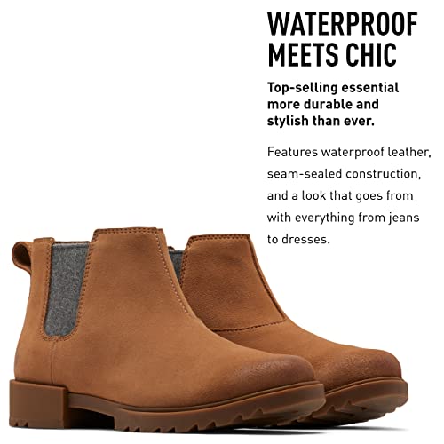 Sorel Women's Emelie Ii Chelsea Waterproof Boot - Tawny Buff, Gum 10 - Size 8.5 #TOP18