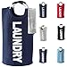 Laundry Basket - 1 Pack 82L Large Fabric Laundry Hamper Bag (6 Variations) - Collapsible, Portable, Foldable Clothes Bag Organization, Waterproof, Durable Handles For Bathroom, Kids Room (Dark Blue)