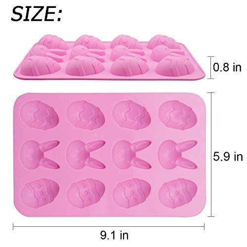 Omdbagd FHTD-2 Pack Easter Egg And Bunny Silicone Molds For Chocolate, 3D Rabbit Egg Silicone Candy Molds Easter Cookie Baking Mould Tray For Ice Cube thumb #1