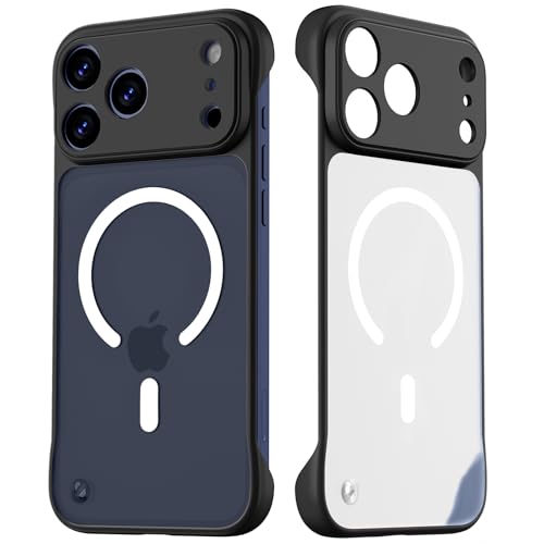 Norllben Magnetic Slim Case for iPhone 17 Pro Compatible with MagSafe Clear Frosted Ultra-Thin Frameless Borderless Design Cover Bumper (6.3-inch 17 Pro OriginFit) Black