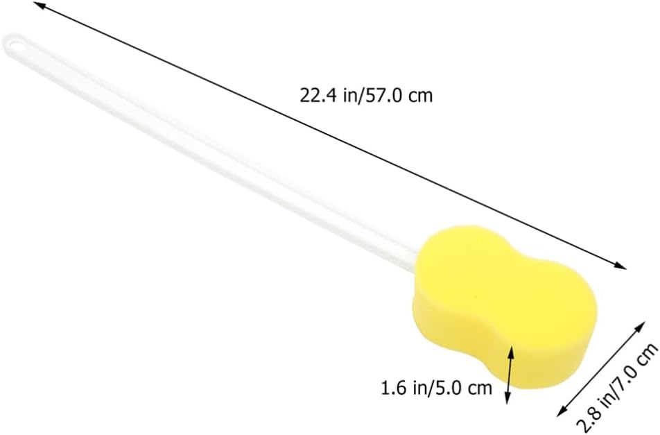 NOLITOY 2 Pieces Long Handle Sponge, Back Sponge on a Stick Handled Washer Scrubber for Foot Body Motion(22.4 Inch)