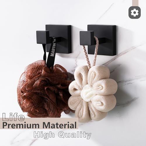 LANC Bathroom Hardware Towel Hooks Matte Black Coat Robe Hook Heavy Duty Square Hanger Bathroom Kitchen Garage Wall Hooks SUS 304 Stainless Steel Wall Mounted 2 Pack,A8805MB-P2 - Image 2