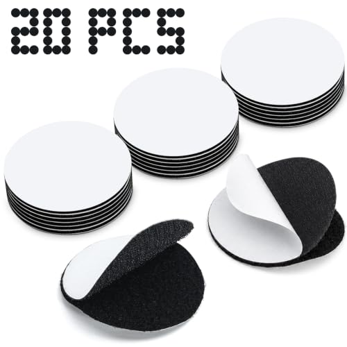 Image of 20 Sets - 3 inch Round Hook and Loop Tapes, Fabrics Nylon, Black | Hook and Loop Strips with Adhesive, Self Sticky Double Sided Heavy Duty Strips for Home Office School and Crafting
