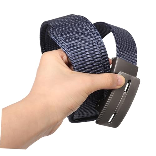Men's Nylon Ratchet Belt Adjustable Automatic Buckle Casual Belt for Jeans Dark Blue Durable Stylish Versatile Accessory for Any Occasion3