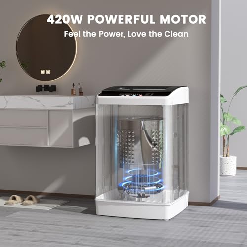Image of Zynkez 35 lbs Washing Machine, Fully Automatic Portable Washer with 12 Wash Cycles, 8 Water Levels, 24H Delay Start, Lagre Washer and Spin Dryer Combo with Drain Pump for Apartment Home