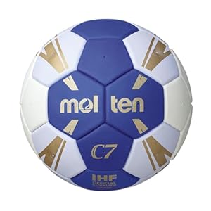 Molten H1C3500-BW Handball, Pro Trainingsball „C7“, Synthetik-Leder (TPU), geklebte Panels, IHF Gütesiegel, blau/weiß/Gold, Größe 1, Paketeinheit 18