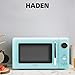 Haden 700 Watt 0.7 Cubic Foot Microwave Oven with Digital Controls, Defrost, and Instant Start Countertop Small Appliance, Turquoise/Chrome