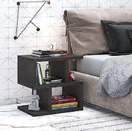 TAKME - Side Table, MDF End Table, Coffee Table Morden Bedside Nightstand Organizer with Storage Shelf for Bedroom, Living Room (Pre- Laminated Board, Modern Design) (Midnight Majesty)-image-9