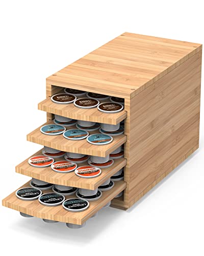 Well Weng Coffee Pod Holder Compatible With 72 K-Cup Pods,4-Tier Pod Drawers (Natural) #TOP3
