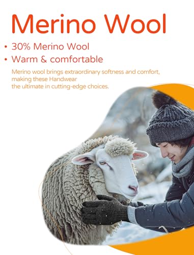 SONORAN Luvas de lã merino para mulheres e homens, forro de luva quente para tela sensível ao toque,