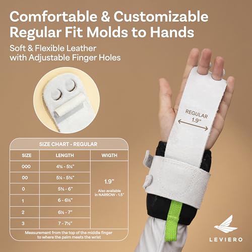 LEVIERO Gymnastics Grips Set, Grips for Gymnastics Girls, Dowel Grips with Soft Leather, Double Buckle Wrist Closure, and Adjustable Finger Holes, for All Ages - (White, 3)