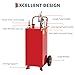 Heavy-Duty Portable Fuel Caddy 35Gallon – Manual Transfer Pump & 2 Wheels – Gasoline & Fuel Storage Tank for Cars, Lawn Mowers, ATVs, Boats – Reliable Outdoor Fuel Container.(Red)