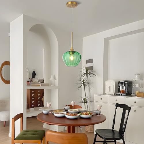 Save 50% on Green Glass Pendant Light - 7 Inch Modern Gold - Image 7
