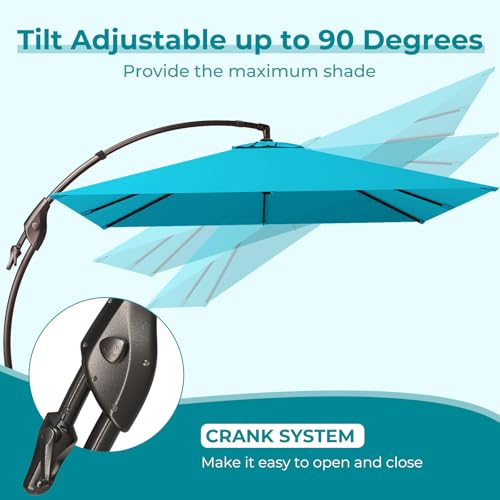Image of Grand patio 10x10 FT Sunbrella Cantilever Square Umbrella with Base, Aruba