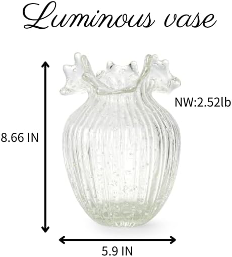 Miniatura 4 de Jarrones de vidrio luminoso hechos a mano para flores, decoración nórdica para sala de estar, perfectos para flores, decoración, centros de mesa y