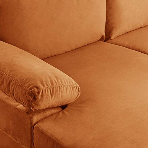 Casa Andrea Milano Modern Large Velvet Fabric U-Shape Sectional Sofa, Double Extra Wide Chaise Lounge Couch, Orange #TOP5