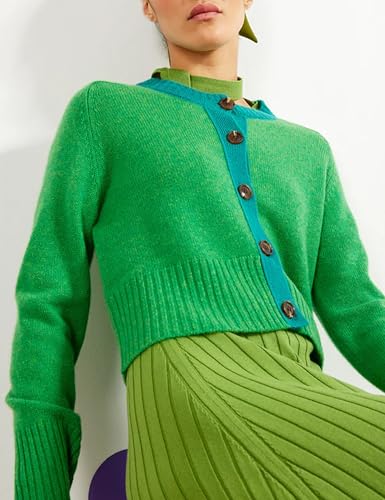 Springrain Womens Cropped Cardigan Long Sleeve Button Down Sweater Coat Color Block Casual Knit Jacket Outerwear2