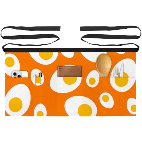 Lot de 3 tabliers courts avec 3 poches multicolores pour cuisine et bistrot