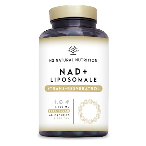 NAD Resveratrol 1100 mg. Fórmula Liposomal con Nicotinamide Riboside, Niacina y Vitamina E, Antiedad, Bienestar Cognitivo, Vitalidad y Salud Celular. N2 Natural Nutrition