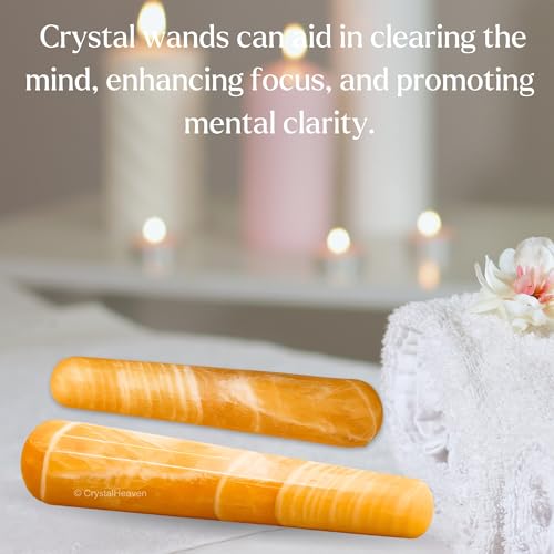 Image of Yellow Calcite Crystal Wand - Smooth Crystal Wand for Energy Healing, Chakra Balancing, Meditation and Home Decor - Crystals and Healing Stones for Gift