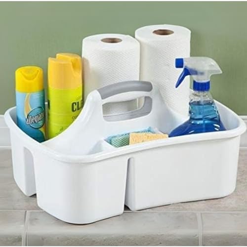 Extra Large 5 Gal Divided Cleaning Caddy Organizer with Handle - Cleaning Supplies for Housekeeping - Shower Caddy Portable - Shower Caddy Dorm - Cleaning Supplies Organizer - 17.75 x 13.25 x 7.75